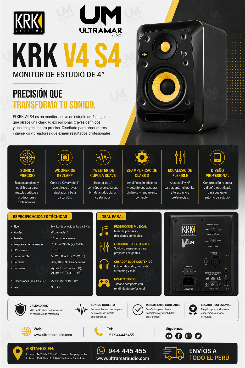 KRK V4 S4 – Monitor de Estudio de 4″