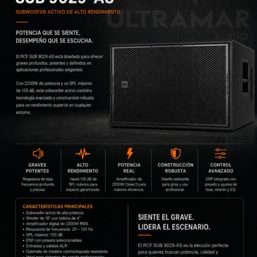 RCF SUB 9029-AS – Subwoofer Activo de Alta Potencia de 2 x 19″ (4400W RMS)