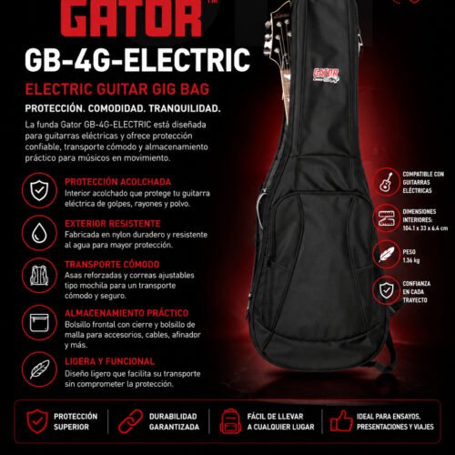 Gator GB-4G-ELECTRIC – Funda Acolchada de Alta Protección para Guitarra Eléctrica