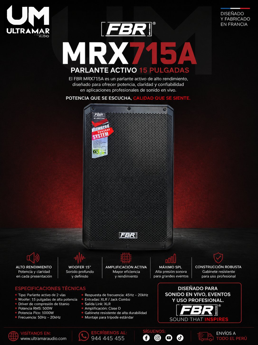 FBR MRX715A – Parlante Activo Profesional de 15″ con DSP y 3500W