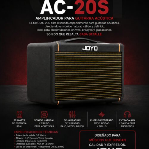 Joyo AC-20S – Amplificador Combo para Guitarra Acústica Profesional