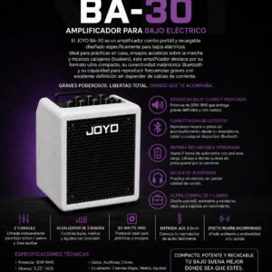 Joyo BA-30 – Amplificador Portátil Recargable para Bajo Eléctrico