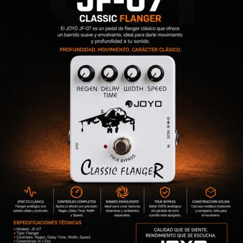 Joyo JF-07 Classic Flanger – Pedal de Efecto Modulación Analógica para Guitarra