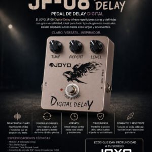 Joyo JF-08 Digital Delay – Pedal de Efecto Eco y Retardo Digital para Guitarra