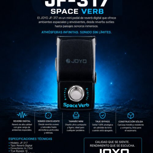 Joyo JF-317 Space Verb – Pedal de Efecto Reverb Digital Ultra Compacto para Guitarra