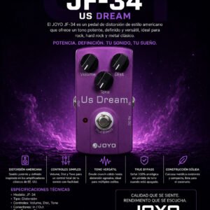 Joyo JF-34 US Dream – Pedal de Efecto Distorsión High-Gain Boutique para Guitarra