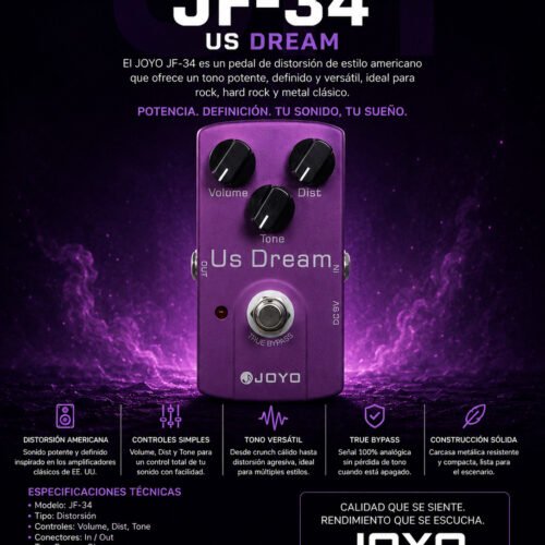 Joyo JF-34 US Dream – Pedal de Efecto Distorsión High-Gain Boutique para Guitarra