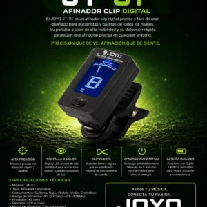 Joyo JT-01 – Afinador Digital Cromático de Clip para Guitarra, Bajo, Violín y Ukulele