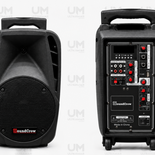SoundCrow SC-8BT parlante activo portátil recargable de 8 pulgadas con Bluetooth, USB, SD y batería integrada.