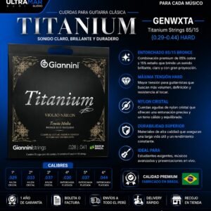 Giannini | GENWXTA | Cuerdas de Nylon Titanium 85/15 Hard para Guitarra Clásica