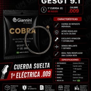 Giannini GESGT9.1 | Primera Cuerda para Guitarra Eléctrica Calibre .009