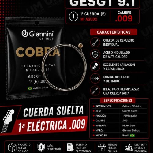 Giannini GESGT9.1 | Primera Cuerda para Guitarra Eléctrica Calibre .009