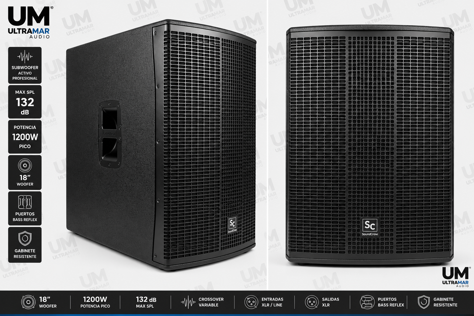SoundCrow SCNX918DSP Subwoofer Activo Profesional 18" DSP 2000W Peak.
