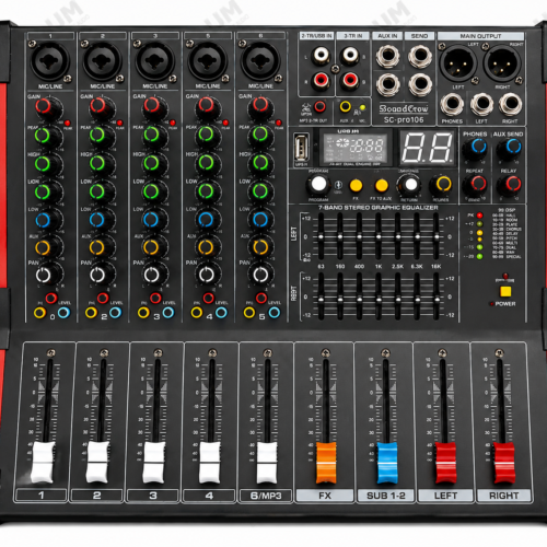SoundCrow SC-M6PRO Consola Amplificada Profesional de 6 Canales.