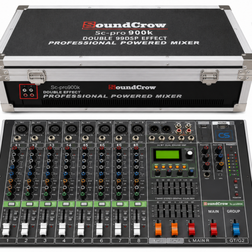 SoundCrow SC-PRO900K Consola Amplificada Profesional de 8 Canales