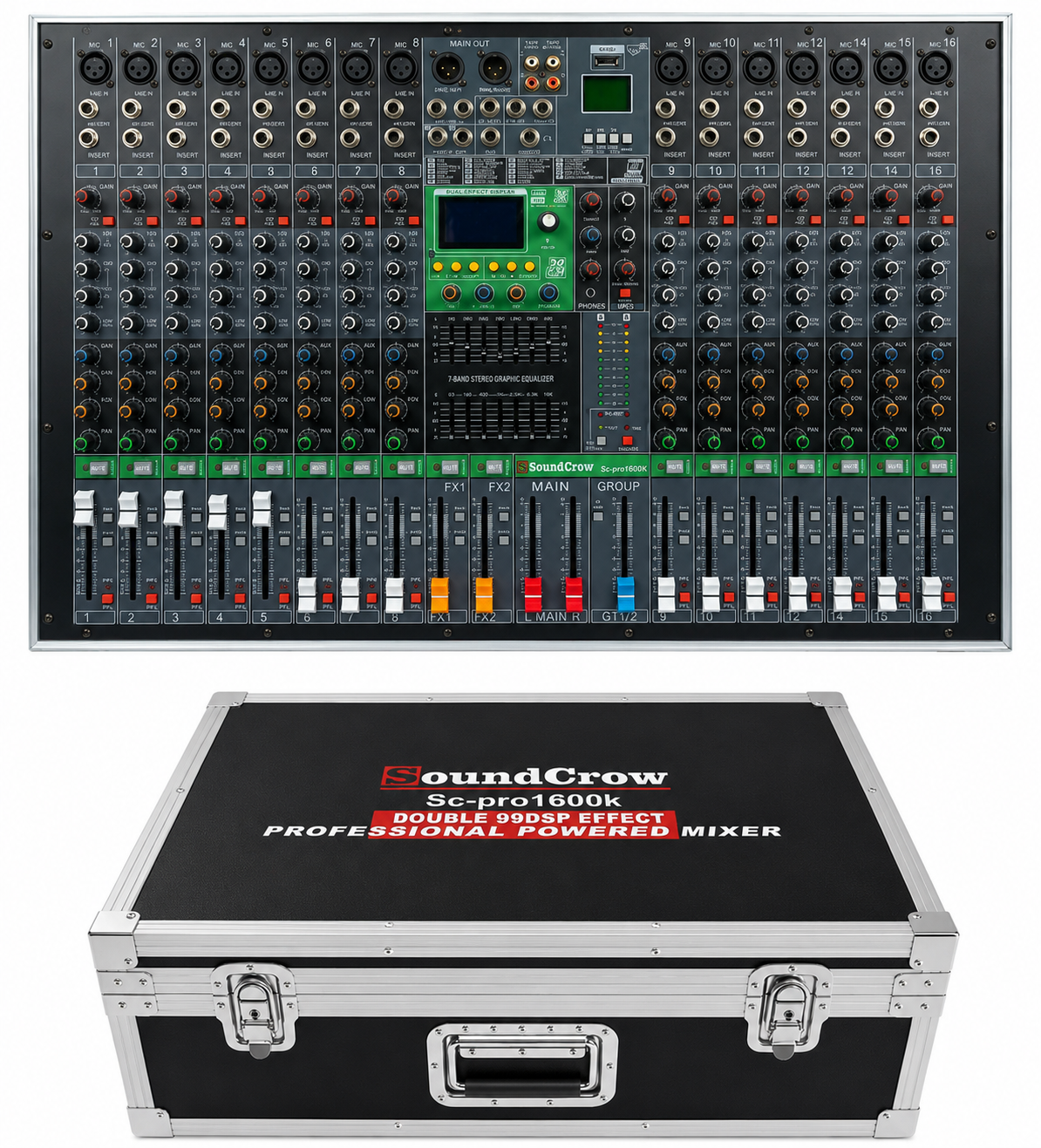 SoundCrow SC-PRO1600K Consola Amplificada Profesional con DSP