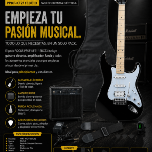 FOCUS PPKF-KF211EBCT3 Pack de Guitarra Eléctrica Black