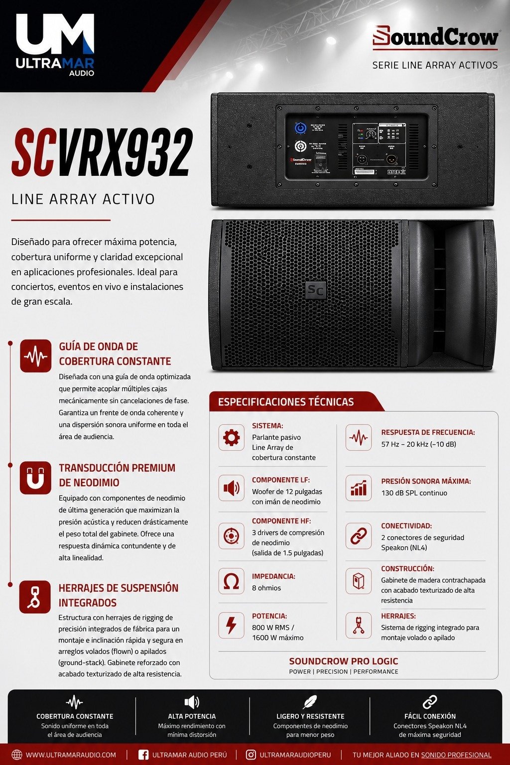 SoundCrow SCVRX932 Line Array Pasivo Profesional
