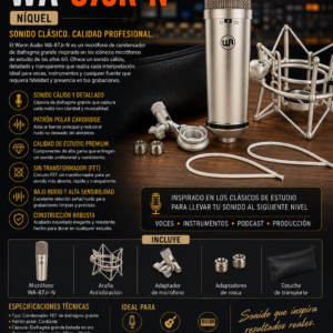 Warm Audio WA-87Jr-N – Micrófono Vocal de Estudio FET de Diafragma Grande (Níquel)
