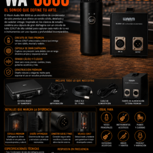 Warm Audio WA-8000 Micrófono de Condensador de Tubo de Diafragma Grande