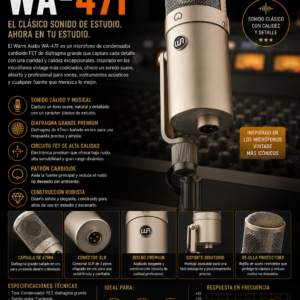 Micrófono de Condensador Cardioide FET de Diafragma Grande WA-47F – Warm Audio