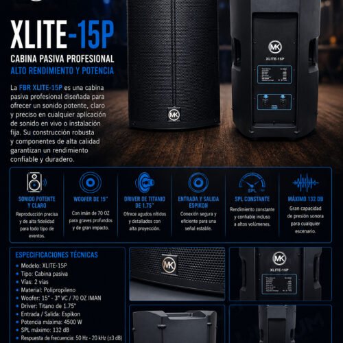 FBR XLITE-15P – Cabina Pasiva de 15" y 4500W (Serie Pro)