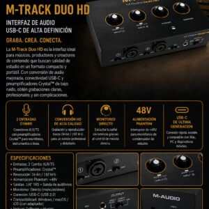 M-Audio M-Track Duo HD – Interfaz de audio USB-C