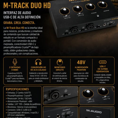 M-Audio M-Track Duo HD – Interfaz de audio USB-C