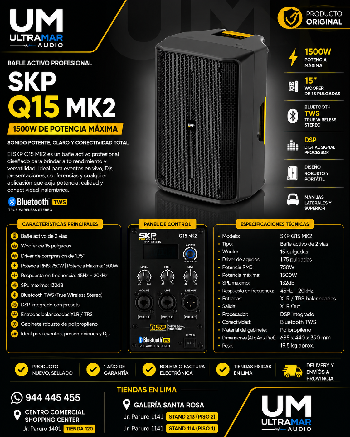 Caja Activa SKP Q15 MK2 | Parlante Activo Bluetooth TWS 1500W - Imagen 12