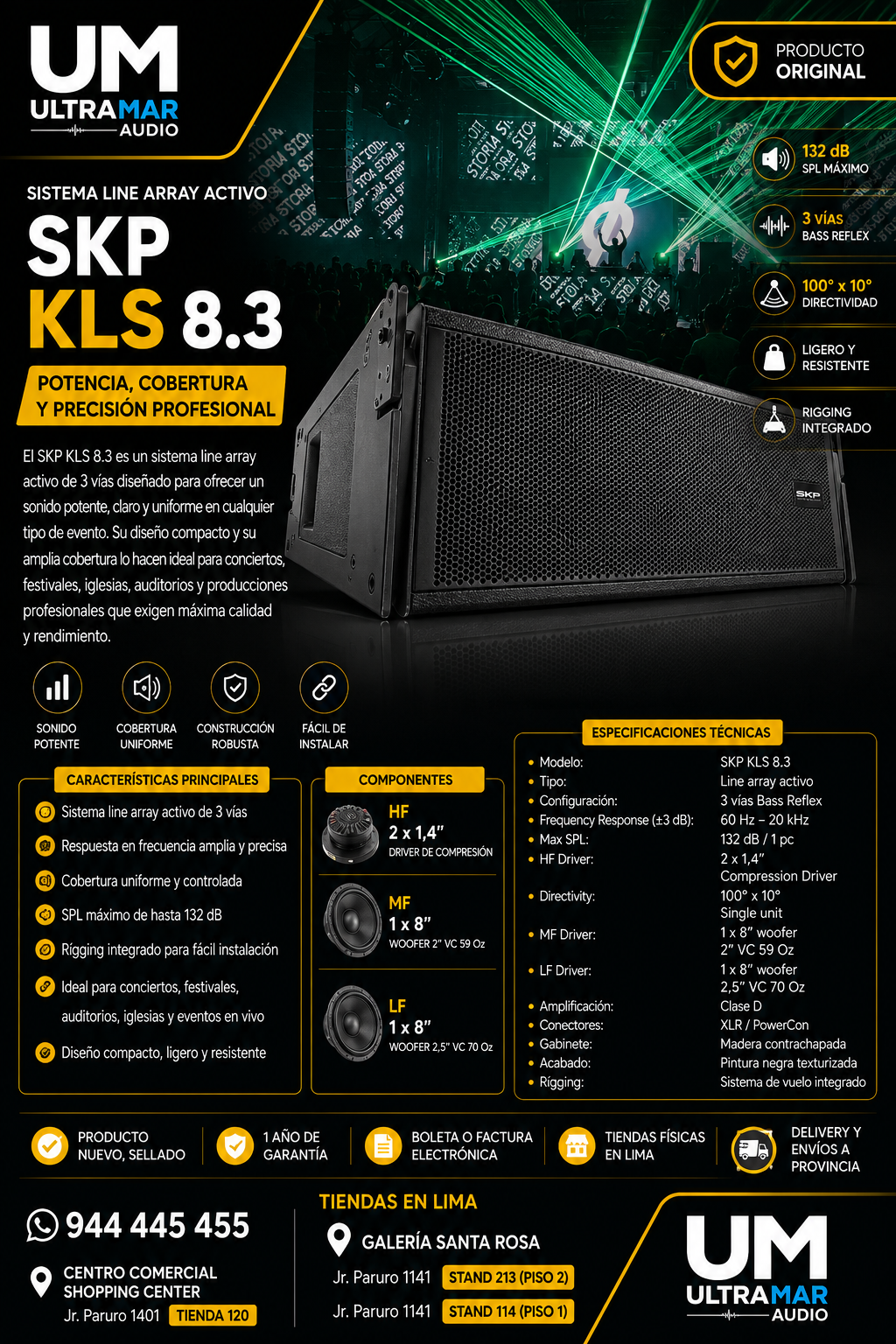 Line Array Activo SKP KLS 8.3 | 1400W RMS Profesional - Imagen 14