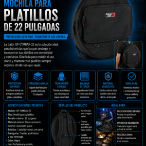 Gator GP-CYMBAK-22 – Mochila para platillos de 22 pulgadas