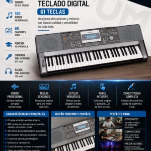 Medeli A100S – Teclado Digital Sensible de 61 Teclas