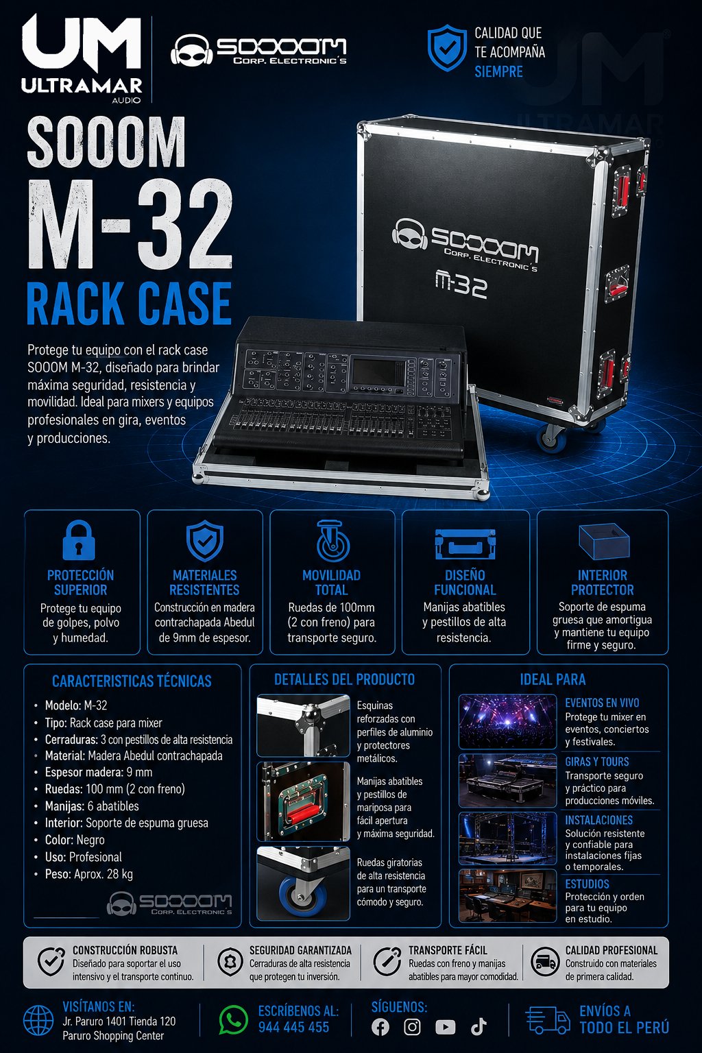 SOOOM M-32 – Case para Mixer con Ruedas de Grado Profesional