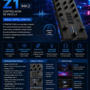 Native Instruments TRAKTOR Z1 MK2 – Controlador de Mezcla e Interfaz de Audio Ultra Portátil