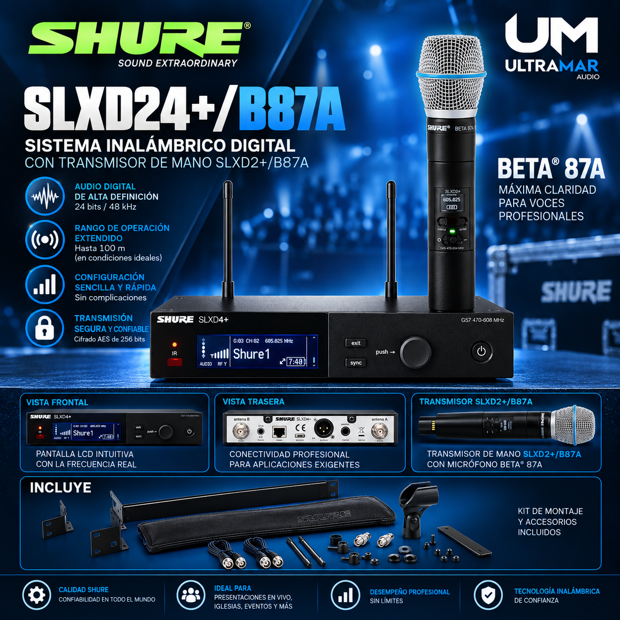 Shure SLXD24+/B87A G57 con Beta 87A – Sistema Inalámbrico Digital - Imagen 2