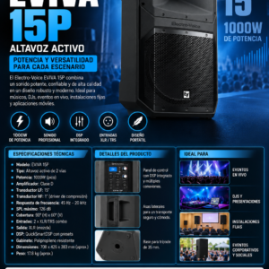 Electro-Voice EVIVA 15P – Altavoz Activo Profesional de 15″ con DSP Integrado