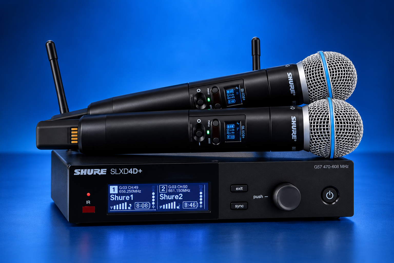 Shure SLXD24D+/B58 G57 – Sistema Inalámbrico Dual con 2 Beta 58A