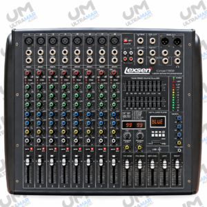 LEXSEN COMPACT 1800 – Consola Amplificada de 8 Canales con Bluetooth, USB y Efectos