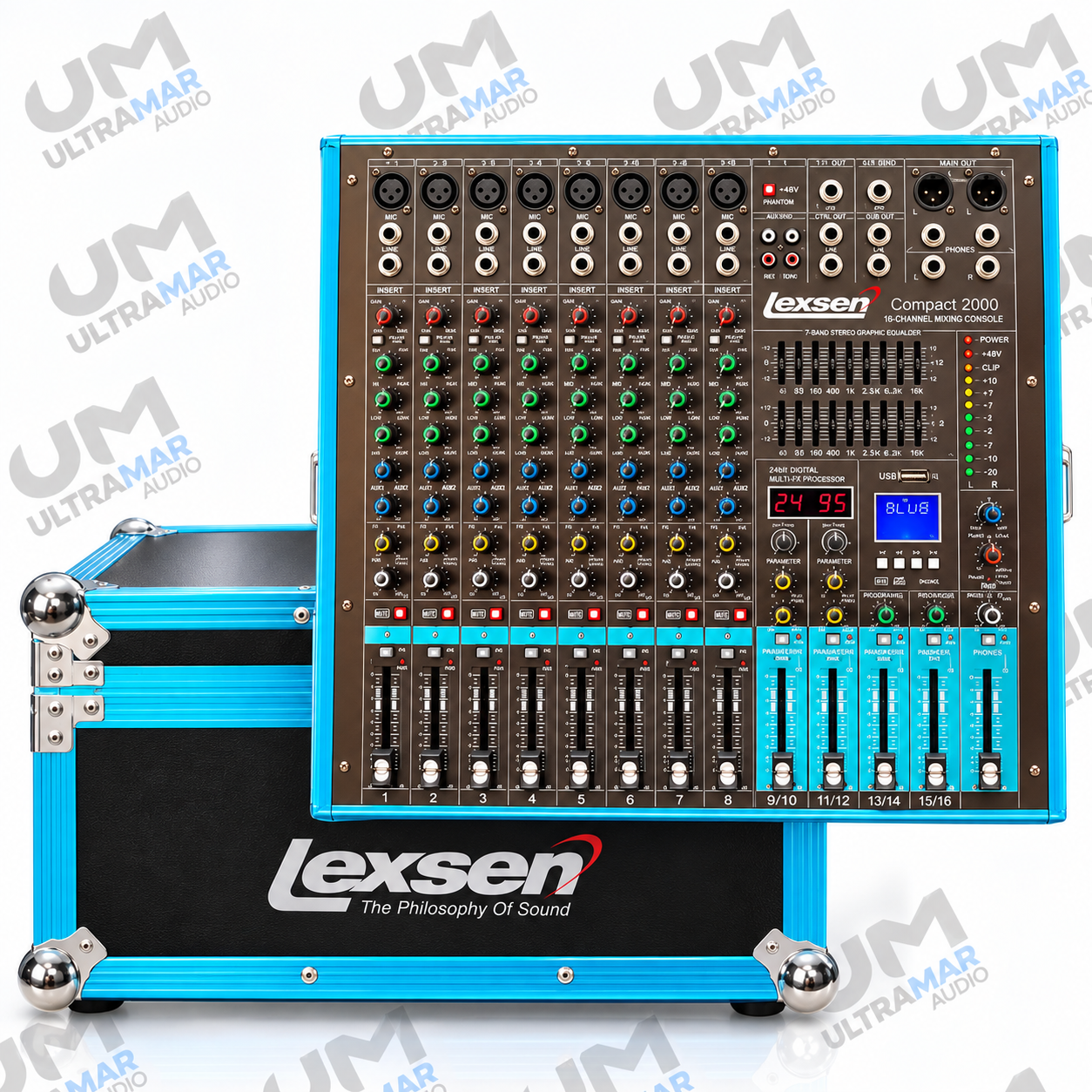 LEXSEN COMPACT 2000 – Consola Amplificada de 8 Canales con Bluetooth, USB y Efectos - Imagen 2