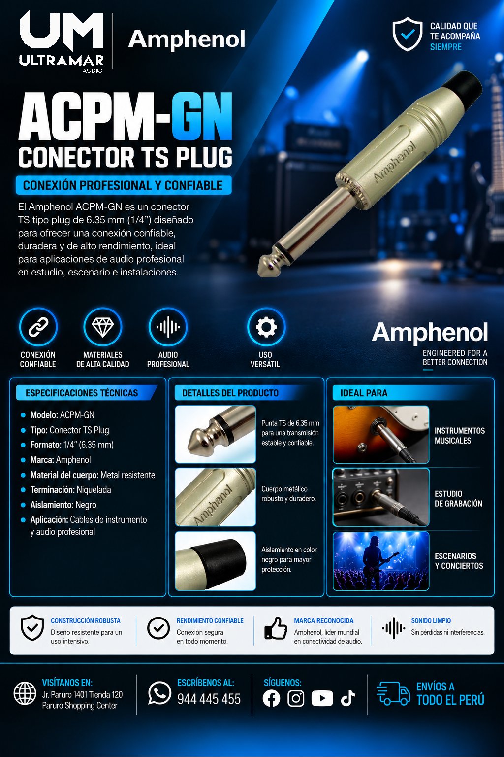 Amphenol ACPM-GN Conector TS Plug