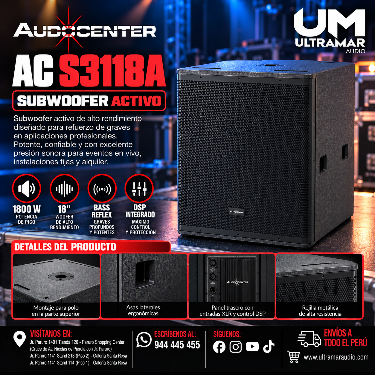 AC S3118A Subwoofer Activo Compacto de 18" Controlado por DSP