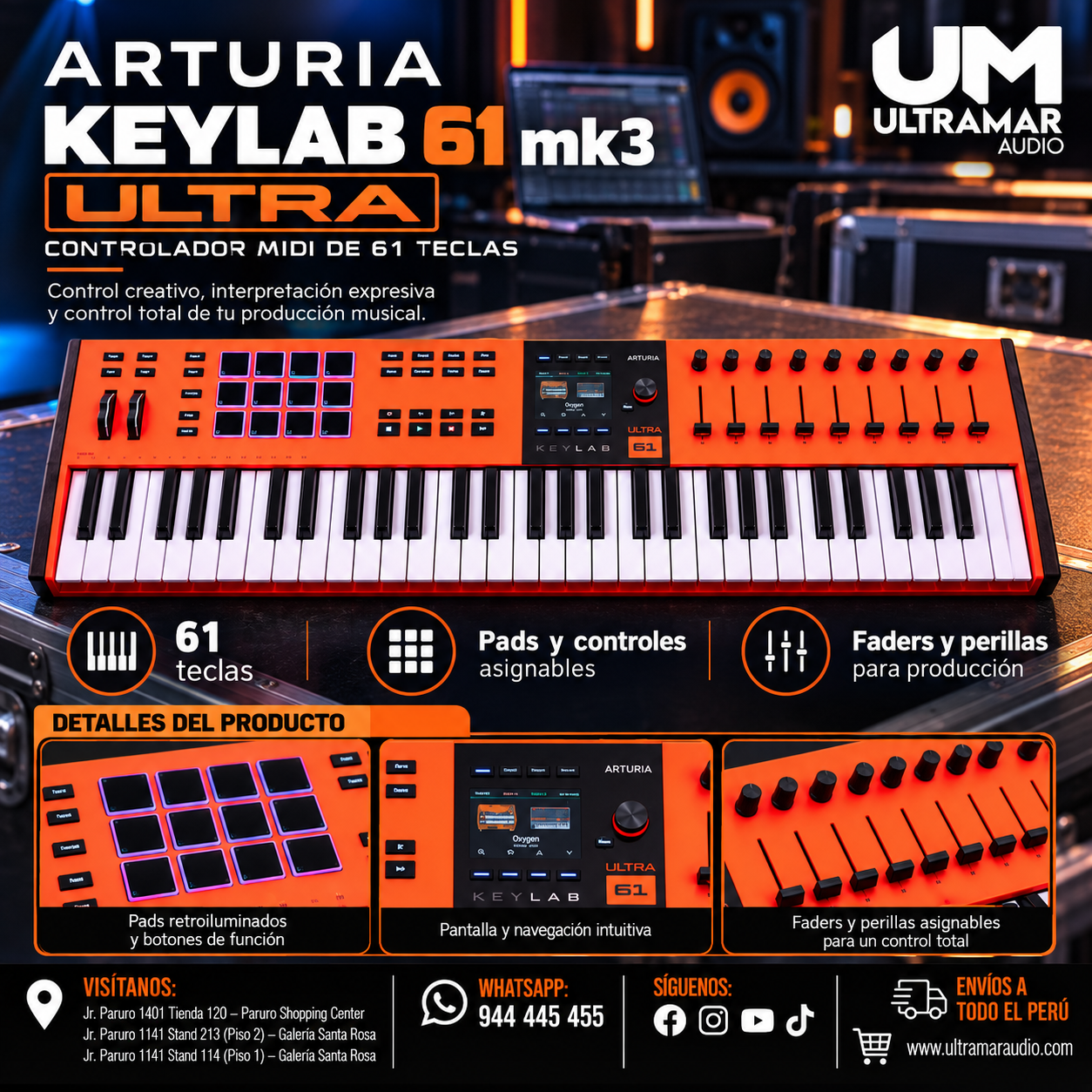 Arturia KeyLab 61 mk3 Ultra – Controlador de Teclado – Naranja Ultra