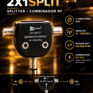 RF Venue 2X1SPLIT – DIVISOR/COMBINADOR DE SEÑAL RF PASIVO DISEÑADO PARA SISTEMAS INALÁMBRICOS